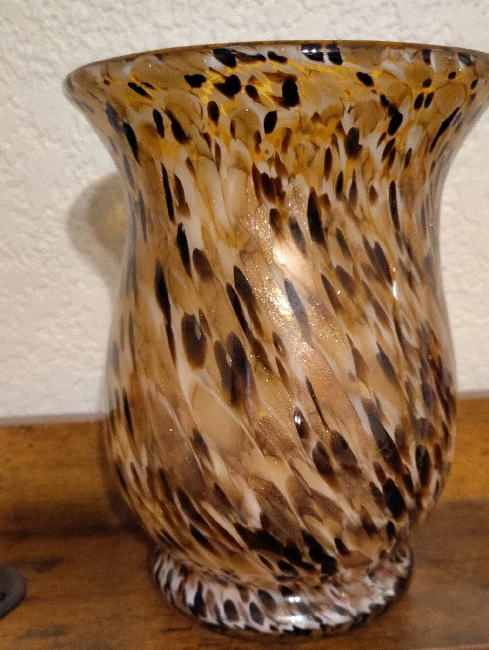 Handblown Art Glass Vase in Amber Speckle